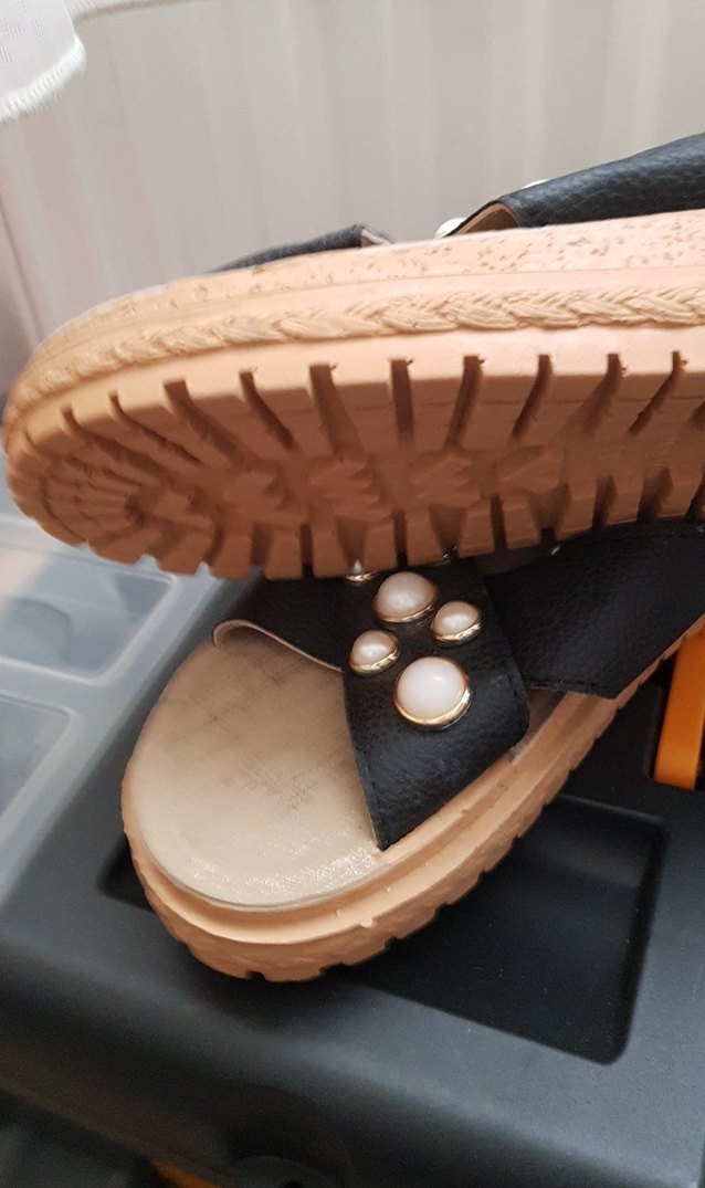 Kahverengi Dolgu Topuklu Tokalı Kadın Sandalet - Görsel 2