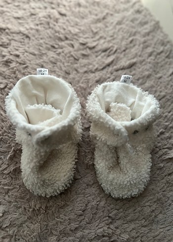 Çocuk Gri Beyaz Nakışlı Sıcak Terlik - Görsel 2