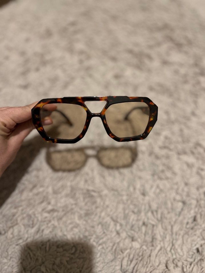 Büyük Retro Kahverengi Şeffaf Gözlük - Görsel 4