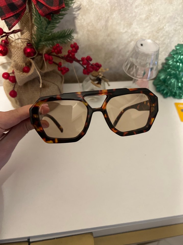 Büyük Retro Kahverengi Şeffaf Gözlük - Görsel 5