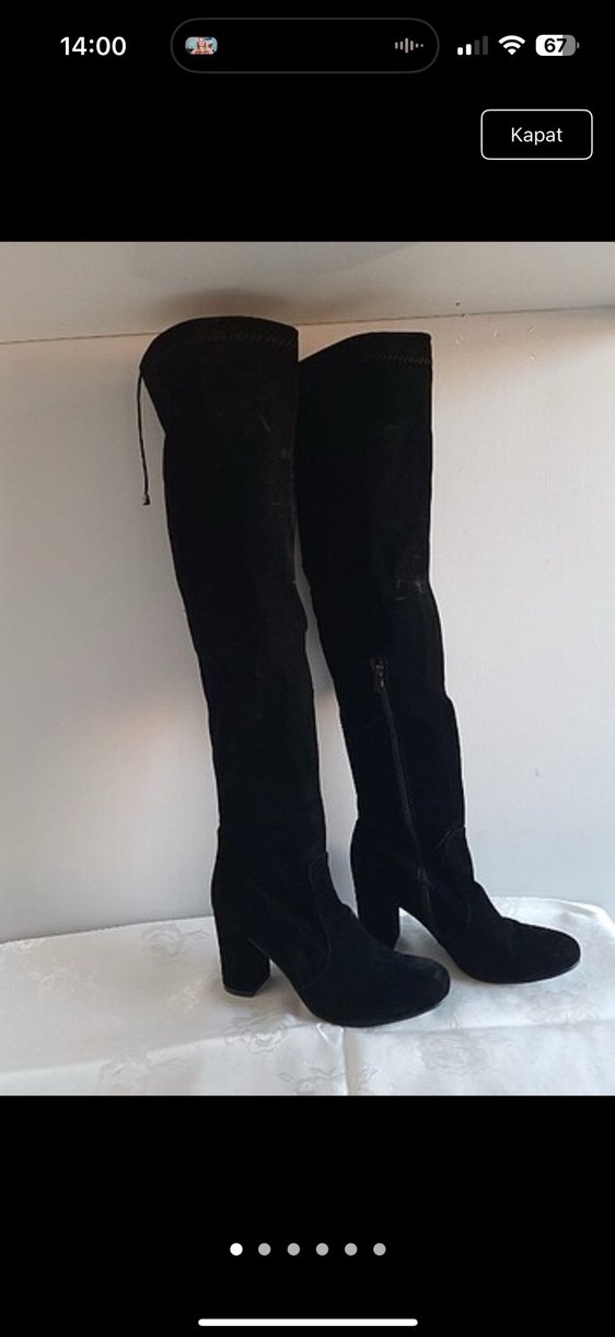 Bambu Siyah Süet Kemer Detaylı Diz Üstü Bot - Görsel 2