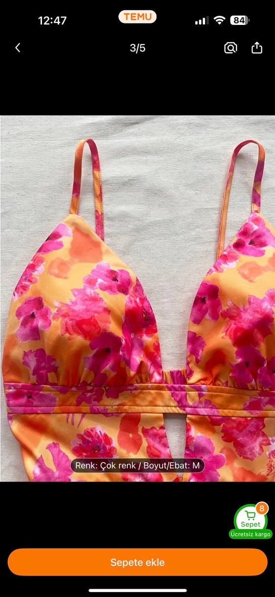 Pembe Renkli V Yakalı Fırfırlı Mini Elbise - Görsel 3