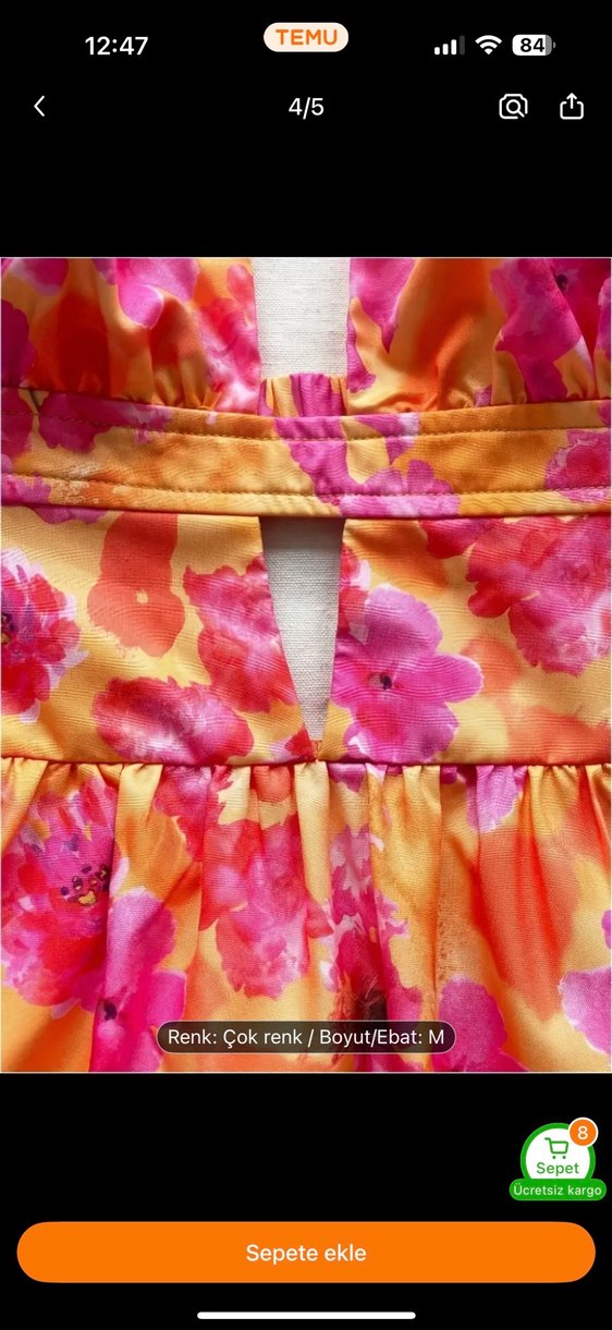 Pembe Renkli V Yakalı Fırfırlı Mini Elbise - Görsel 4