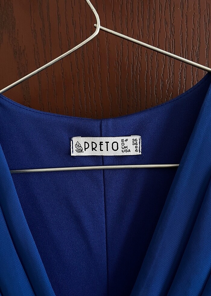 Kadın saks mavi abiye midi elbise mezuniyet - Görsel 3