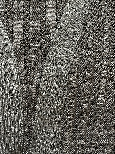 Kadın gri simli triko kısa kollu bolero - Görsel 3