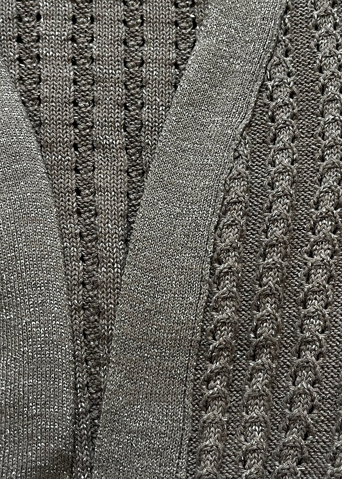 Kadın gri simli triko kısa kollu bolero - Görsel 3