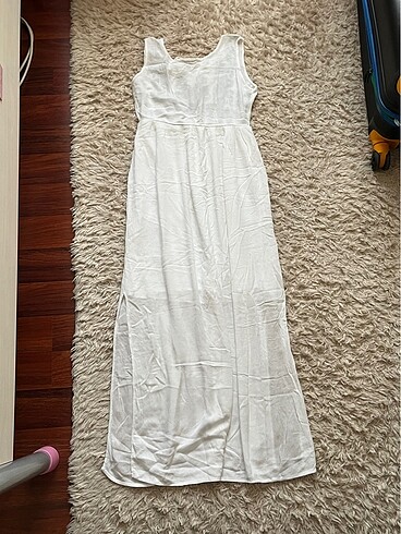 Kadın beyaz işlemeli etnik yazlık maxi elbise - Görsel 2