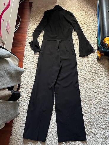 Kadın şık abiye uzun siyah tulum - Görsel 2