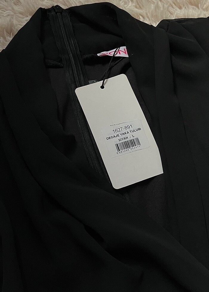 Kadın şık abiye uzun siyah tulum - Görsel 4