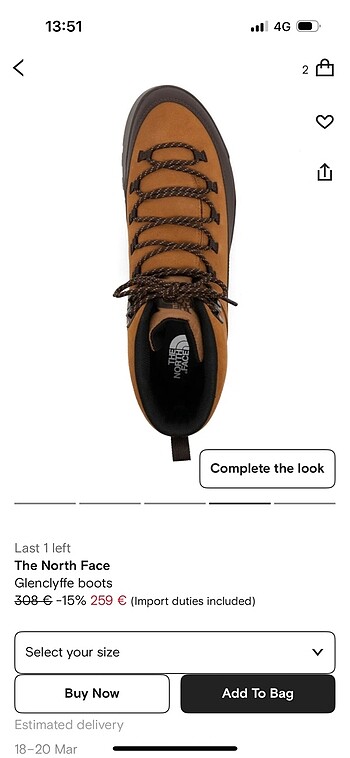 37,5 Beden kahverengi Renk North Face Glenclyffe Bot - Yeni