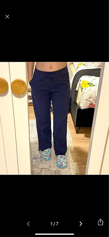 LACİVERT KETEN PANTOLON
