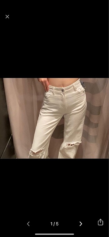BERSHKA BEYAZ KOT PANTOLON