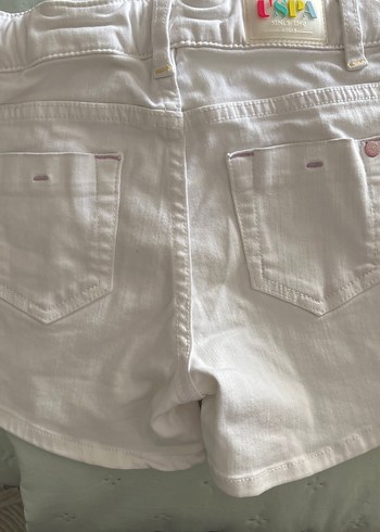 U.S Polo Assn. Beyaz Nakışlı Kız Çocuk Şort