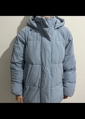 Düğmeli Gri Kadın Kışlık Mont - Görsel 3