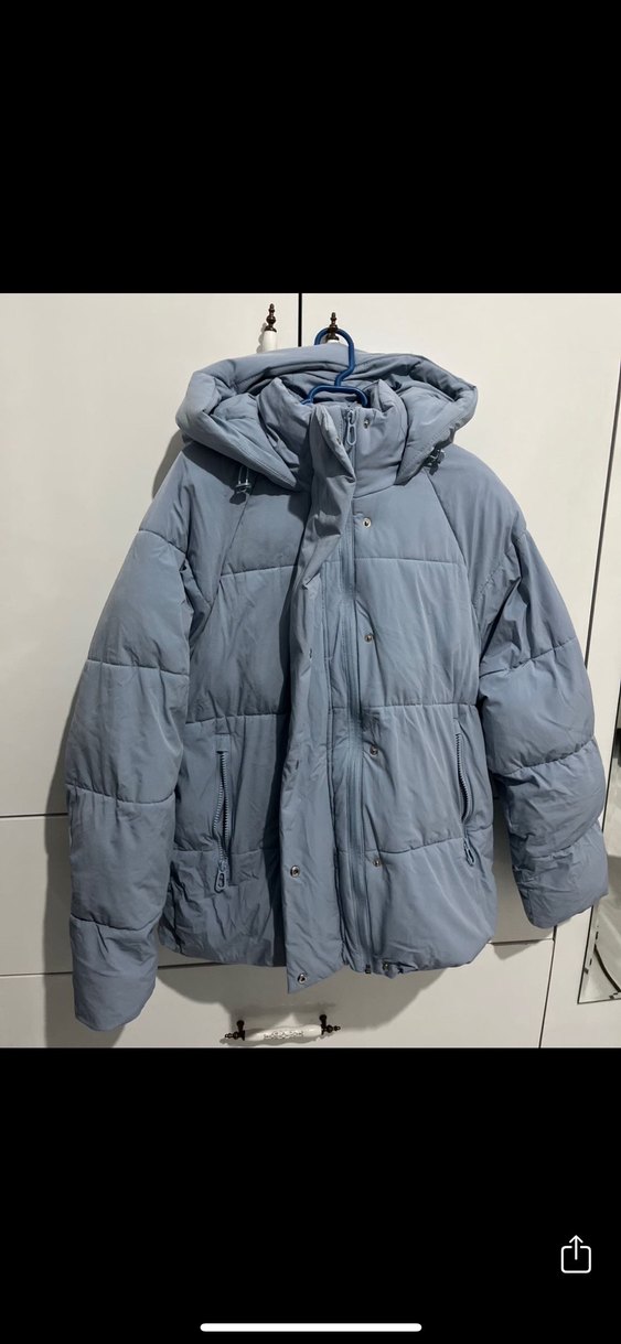 Düğmeli Gri Kadın Kışlık Mont - Görsel 2