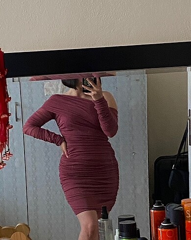 Trendyol & Milla milla gül kurusu drape detaylı tül elbise