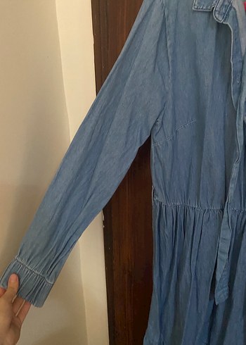40 Beden mavi Renk Düğmeli Uzun Denim Elbise