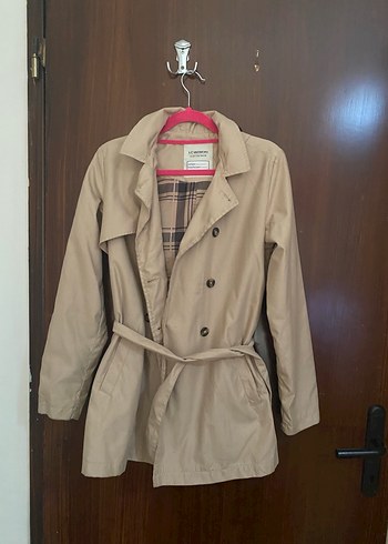 s Beden Bej Midi Kadın Trençkot Düğmeli Regular Fit