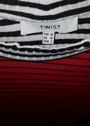 Twist Kırmızı Çizgili Kadın Triko Kazak