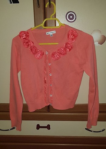 Düğmeli Pembe Kız Hırka