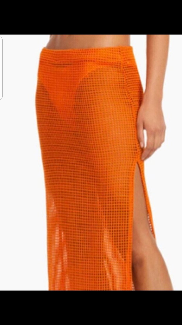 Parlak Turuncu Uzun Kadın Etek - Görsel 2