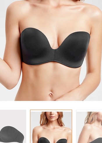 SUWEN Siyah Mini Straplez Destekli Sütyen - Görsel 4