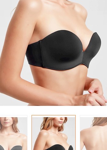 SUWEN Siyah Mini Straplez Destekli Sütyen - Görsel 2