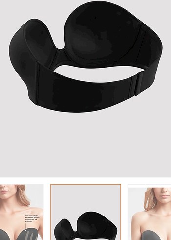 SUWEN Siyah Mini Straplez Destekli Sütyen - Görsel 5