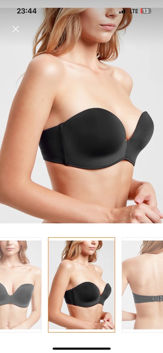 SUWEN Siyah Mini Straplez Destekli Sütyen - Görsel 2