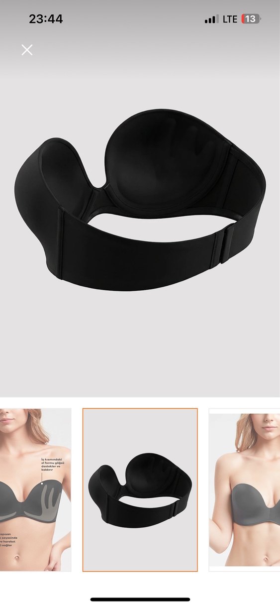 SUWEN Siyah Mini Straplez Destekli Sütyen - Görsel 5