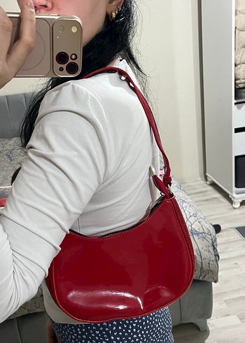 Kırmızı Deri Kadın Çanta - Görsel 2
