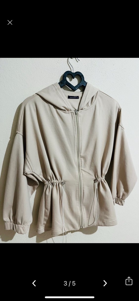 Kemerli Bej Kısa Kadın Ceket - Görsel 3