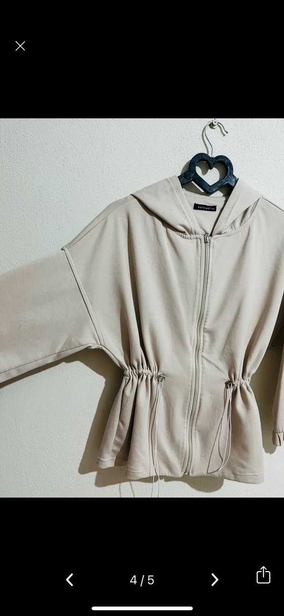 Kemerli Bej Kısa Kadın Ceket - Görsel 4