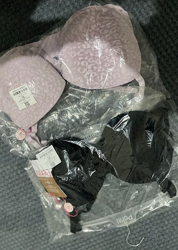 Pembe ve Siyah Dantelli Sütyen Seti - Görsel 2