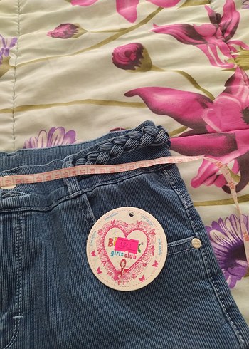 13-14 Yaş Beden Kız Çocuk Renkli Batik Desenli Denim Pantolon