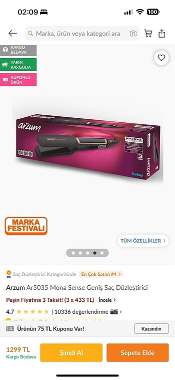 Arzum saç düzleştirici