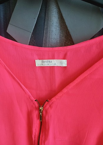 m Beden pembe Renk Pembe V Yaka Salaş Bluz