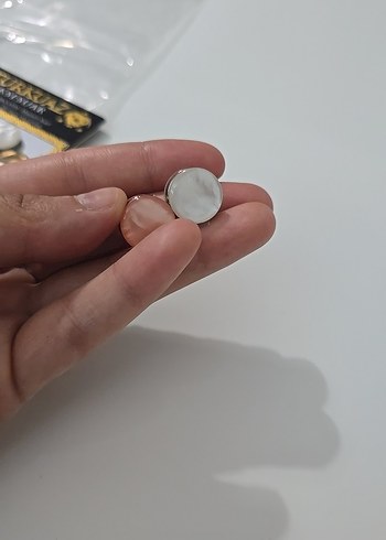Beden Bej Düğme Küpe - Mini Bohem eşarf mıknatısı