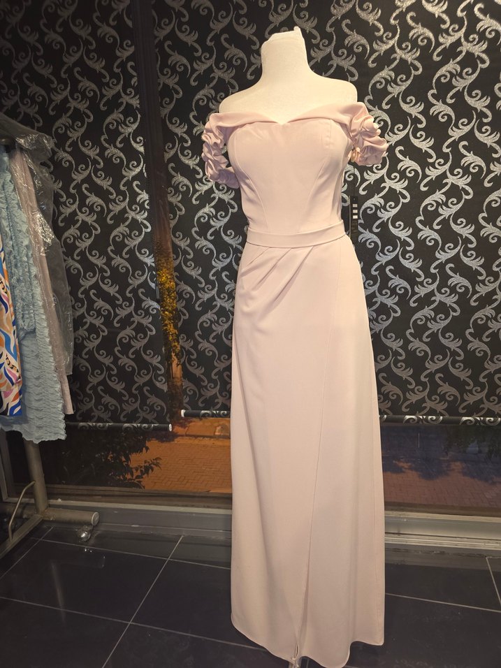 Bej Drapeli Uzun Abiye Elbise - Görsel 2