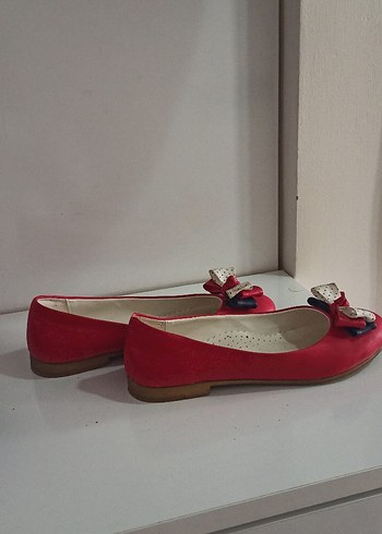 Kırmızı Fiyonklu Kadın Dolgu Topuk Babet - Görsel 2