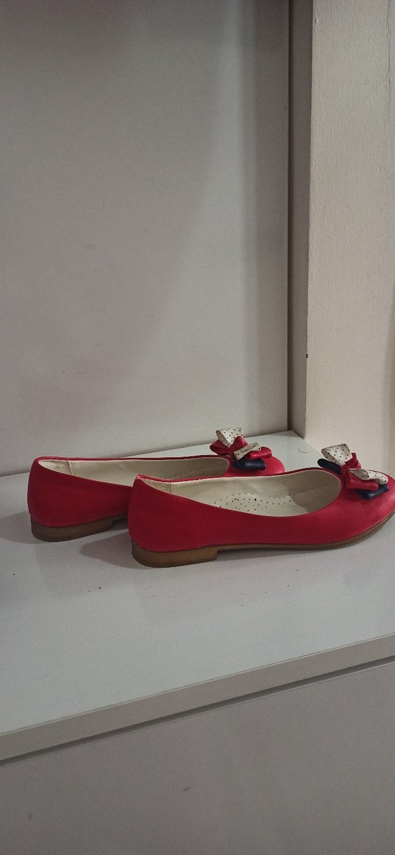 Kırmızı Fiyonklu Kadın Dolgu Topuk Babet - Görsel 2