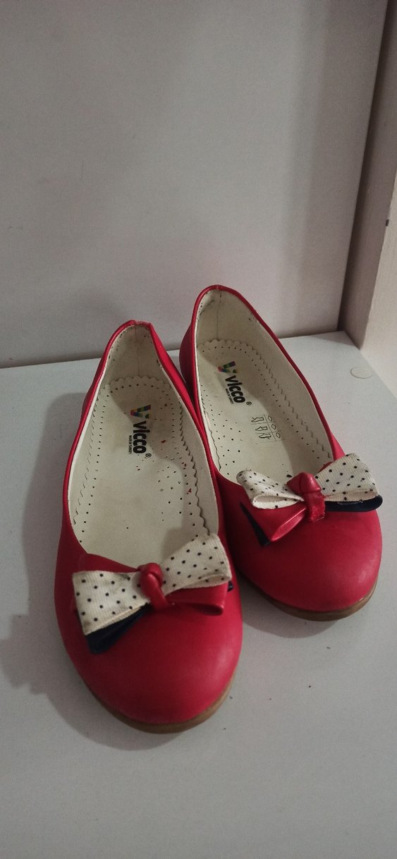 Kırmızı Fiyonklu Kadın Dolgu Topuk Babet - Görsel 3