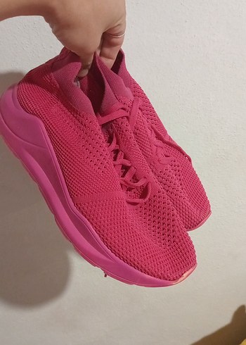 #Pembe Bağcıklı Kadın Spor Ayakkabı