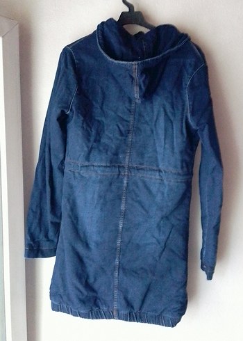 m Beden #Düğmeli Koyu Mavi Kadın Denim Ceket