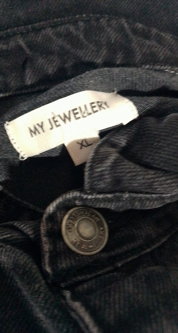 #Siyah Kısa Kollu Denim Tulum - Görsel 3