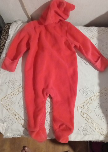 #Kapüşonlu Fermuarlı Pembe Bebek Tulumu - Görsel 2