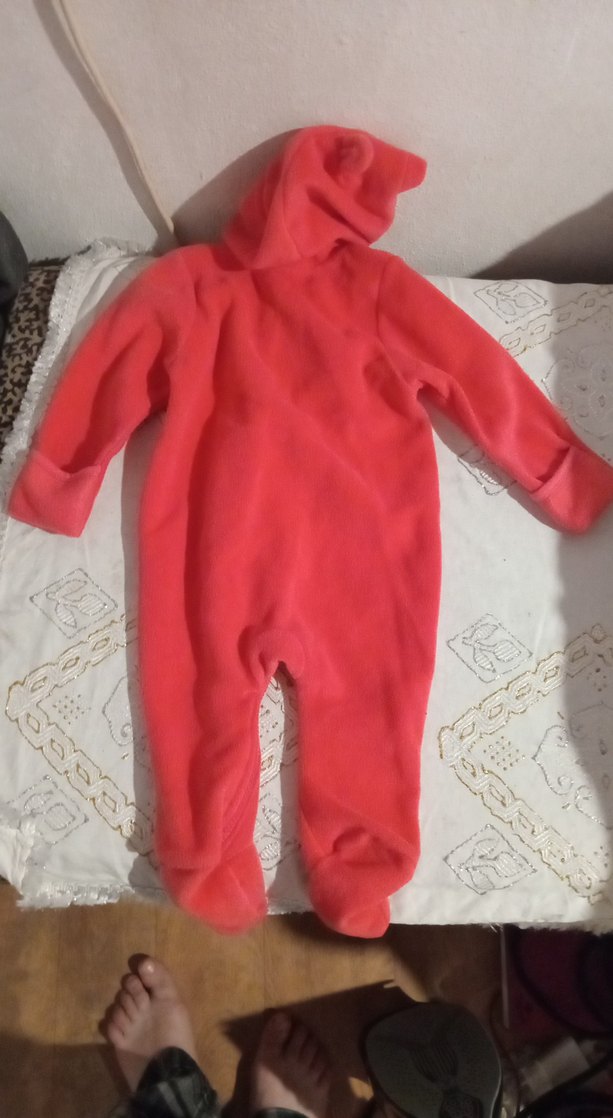 #Kapüşonlu Fermuarlı Pembe Bebek Tulumu - Görsel 2