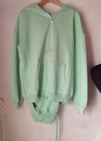 #Kızlar için Yeşil Fermuarlı Rahat Eşofman Takımı xl beden büyük - Görsel 2