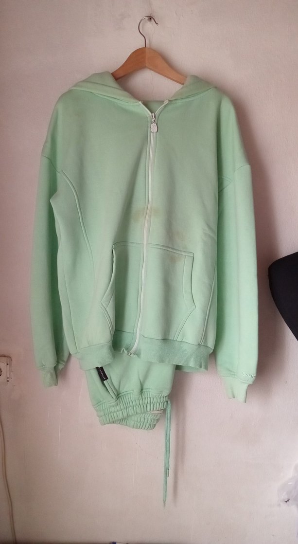 #Kızlar için Yeşil Fermuarlı Rahat Eşofman Takımı xl beden büyük - Görsel 2