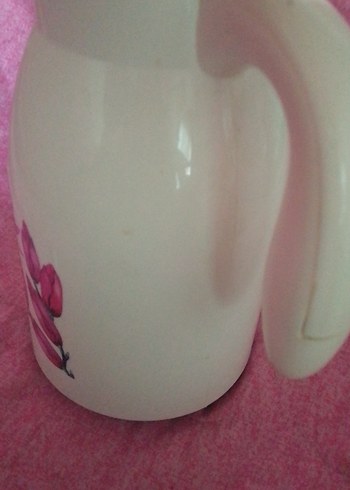 Beden beyaz Renk #Beyaz Pembe Çiçekli Termos Çaydanlık